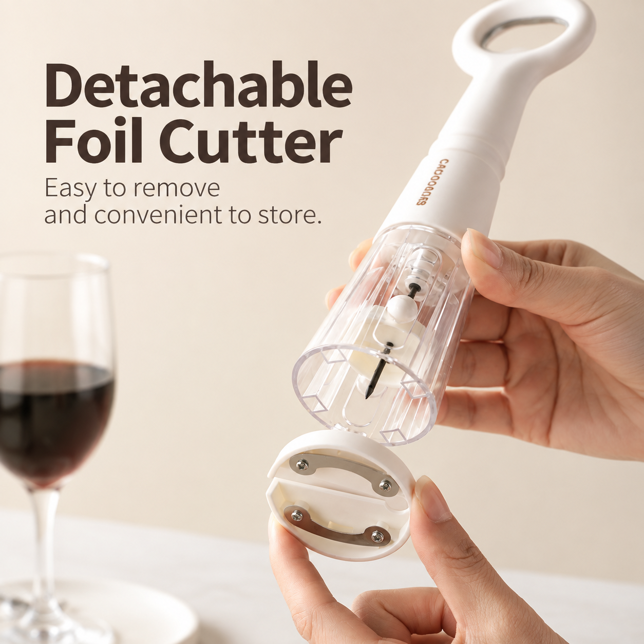 White 2 in 1 Air Pressure Wine Bottle Opener - 24cm Pneumatic Cork Remover view 3