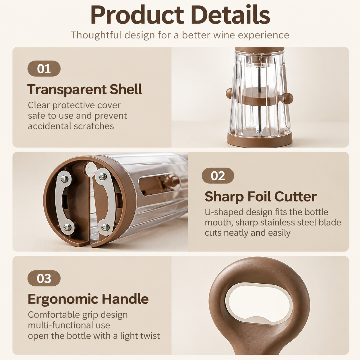 White 2 in 1 Air Pressure Wine Bottle Opener - 24cm Pneumatic Cork Remover view 7