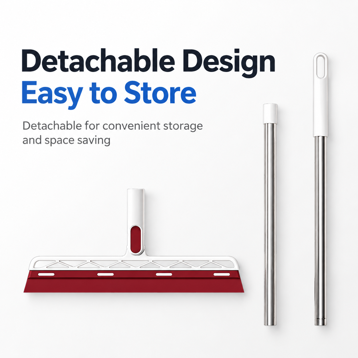 Red 2 in 1 Floor Squeegee Broom - 102cm Long Handle 32cm Double Sided Cleaning view 2