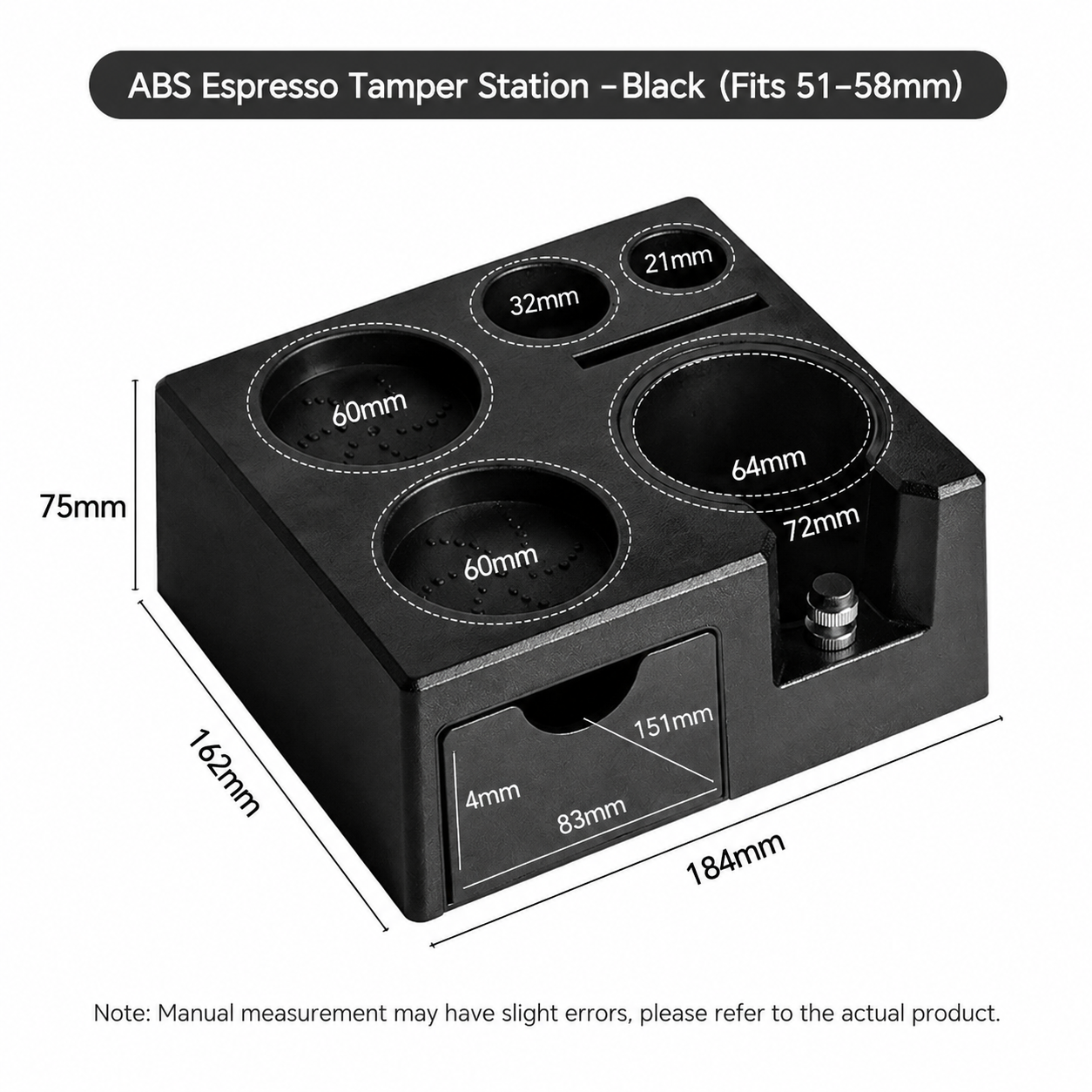 Coffee Tamping Station with Storage Drawer - ABS Espresso Portafilter Holder view 6