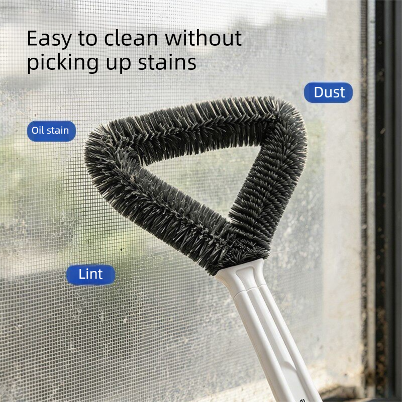 Triangular Window Screen Cleaner Brush - 32cm Long Handle Durable Bristles for view 3