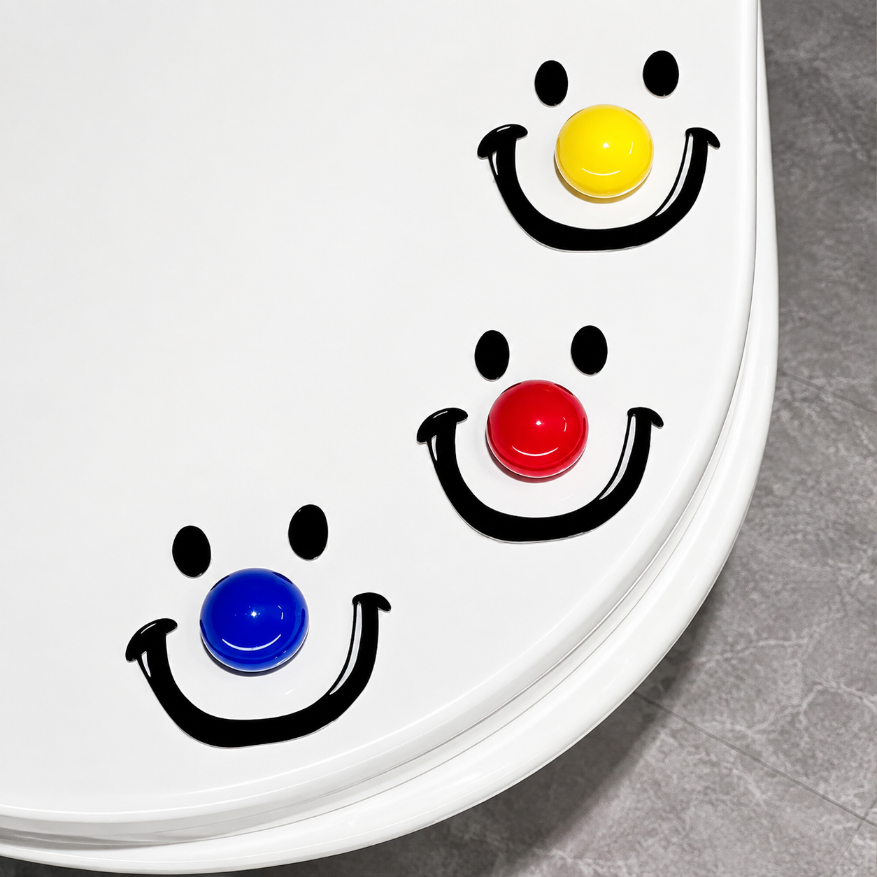 2 PCS Yellow Smiley Face Toilet Seat Lifter - Adhesive Bathroom Lifter Handle view 5