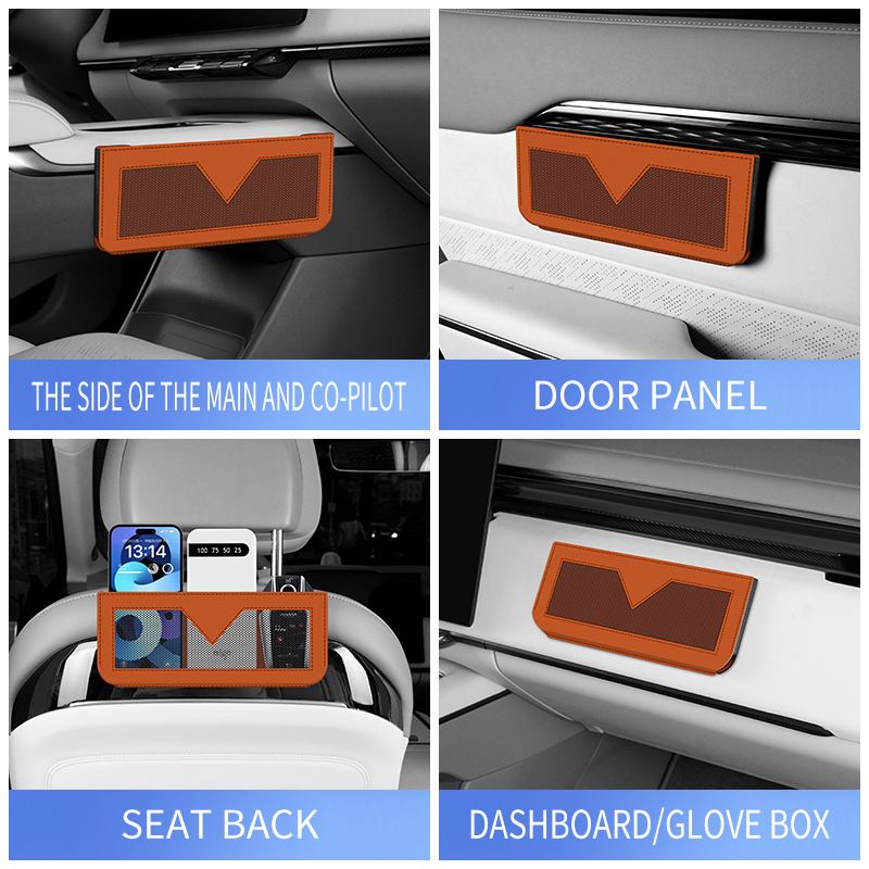 Orange Car Organizer Storage Bag - Dashboard Seat Back Mesh Pocket view 7