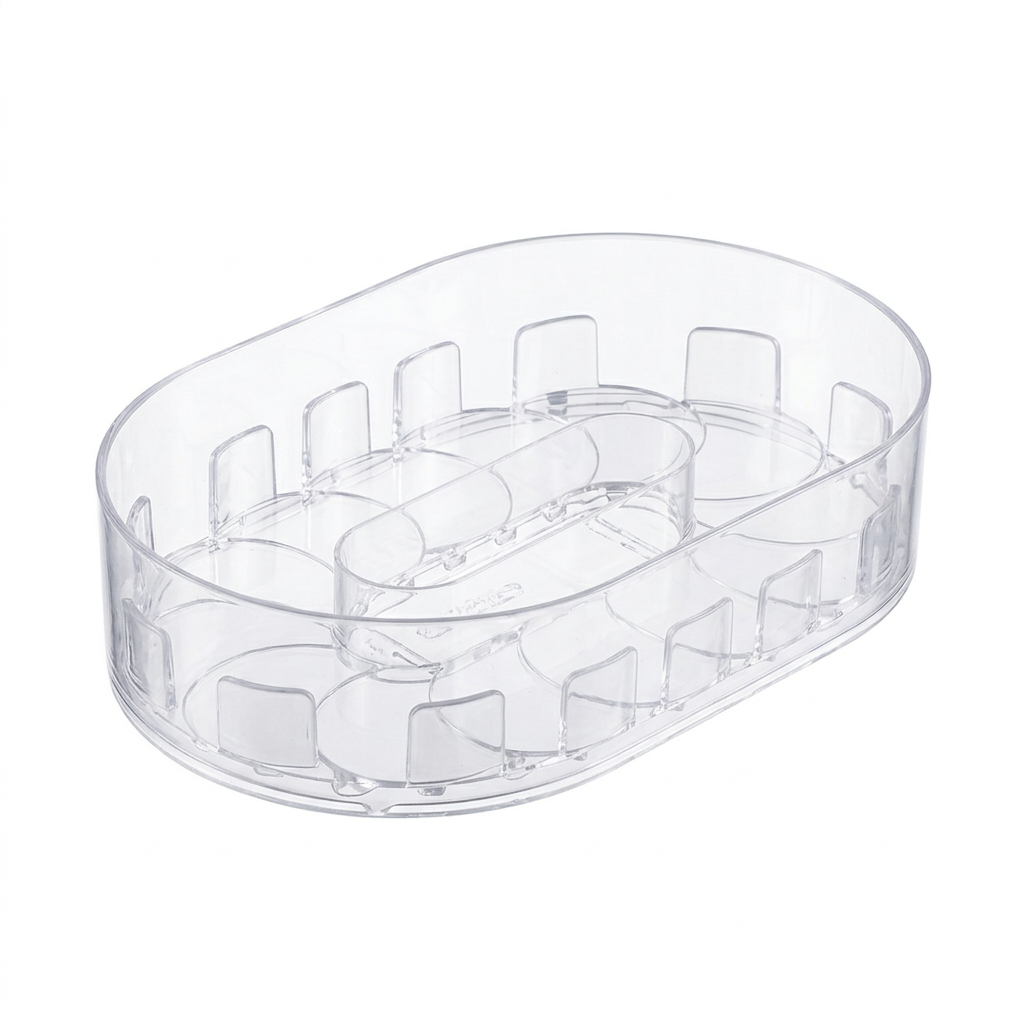360° Rotating Refrigerator Organizer - Clear Oval Turntable for Pantry