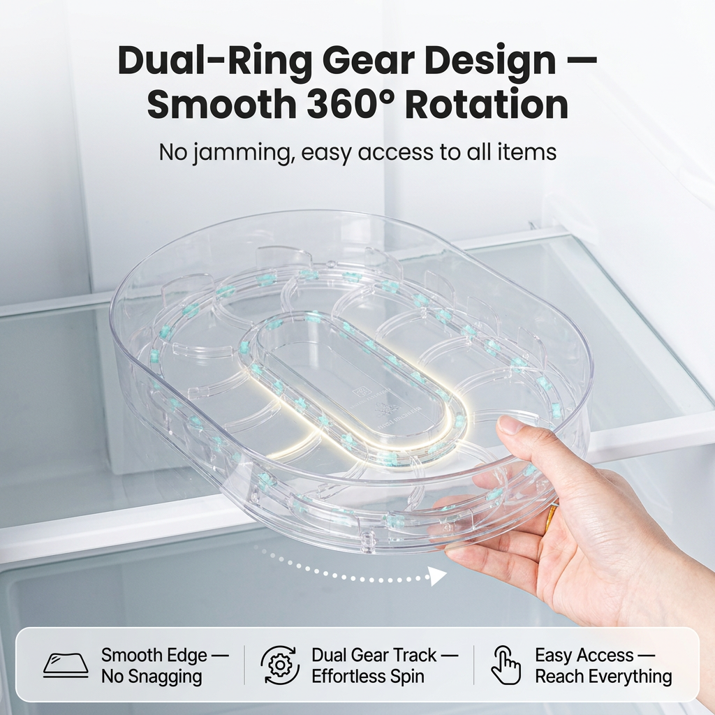 360° Rotating Refrigerator Organizer - Clear Oval Turntable for Pantry view 2