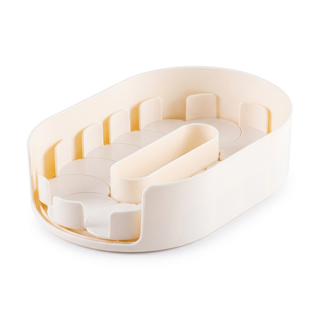 360° Rotating Refrigerator Organizer - Clear Oval Milk White for Pantry