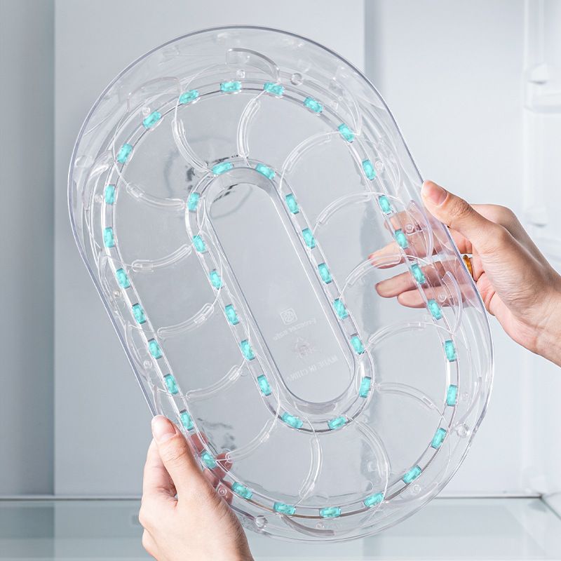 360° Rotating Refrigerator Organizer - Clear Oval Milk White for Pantry view 4