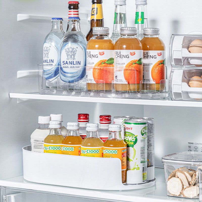 360° Rotating Refrigerator Organizer - Clear Oval Milk White for Pantry view 5
