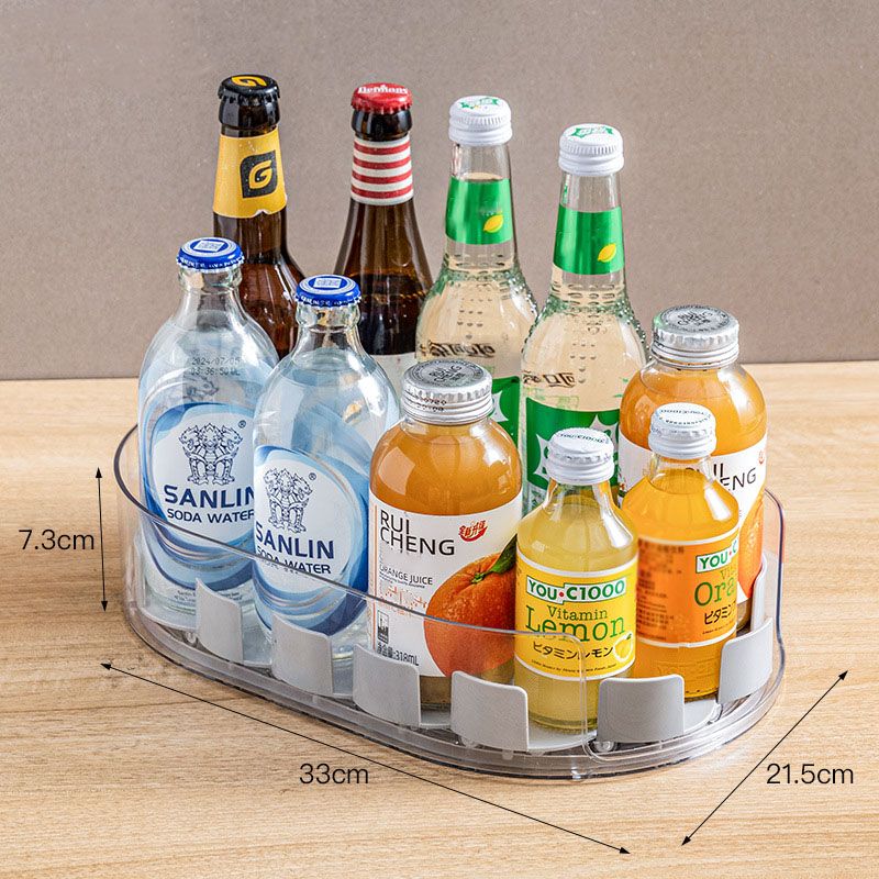 360° Rotating Refrigerator Organizer - Clear Oval Milk White for Pantry view 6