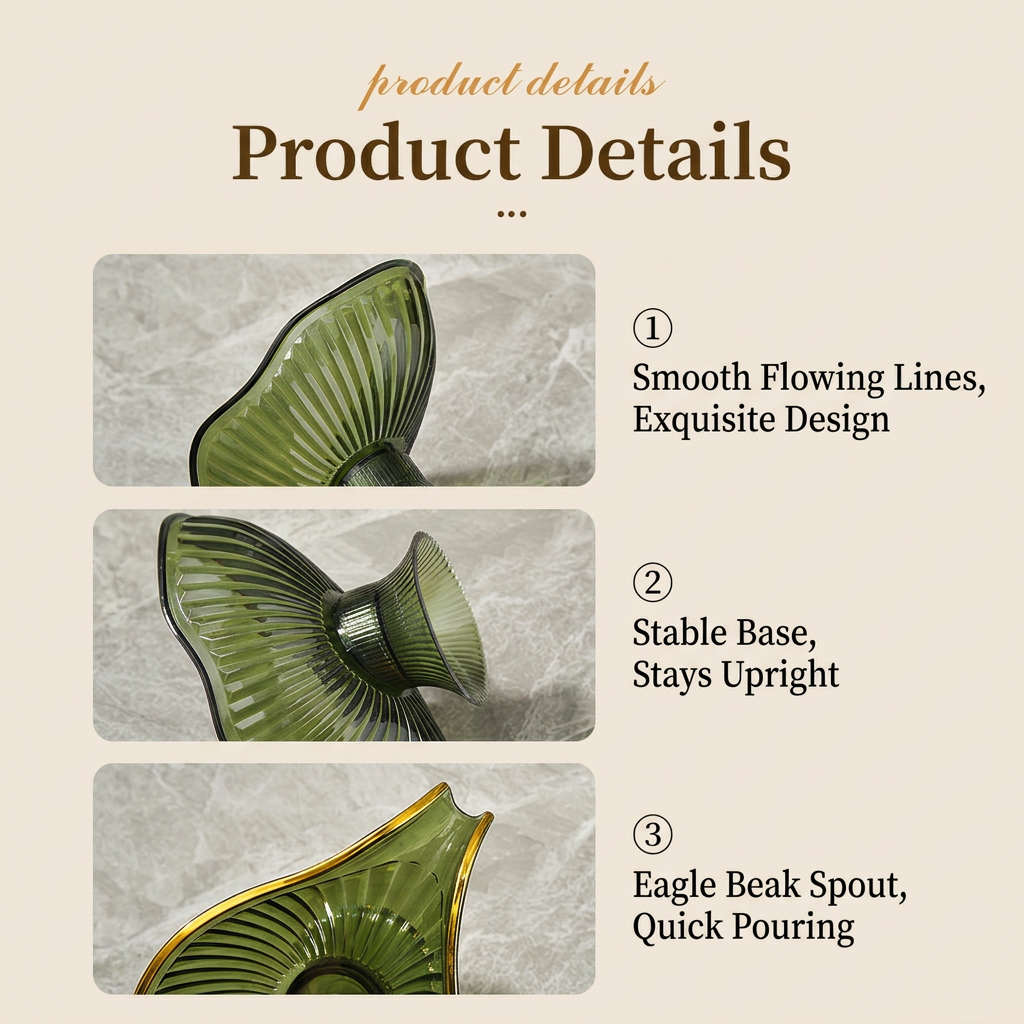 Green Leaf Shaped Soap Dish with Drainage Spout - Decorative Gold Rim view 7