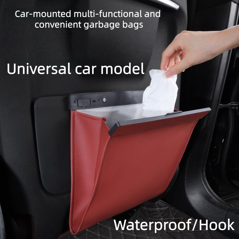 Brown Car Door Storage Bag with Magnetic Closure - Hanging Seat Back Organiser view 2