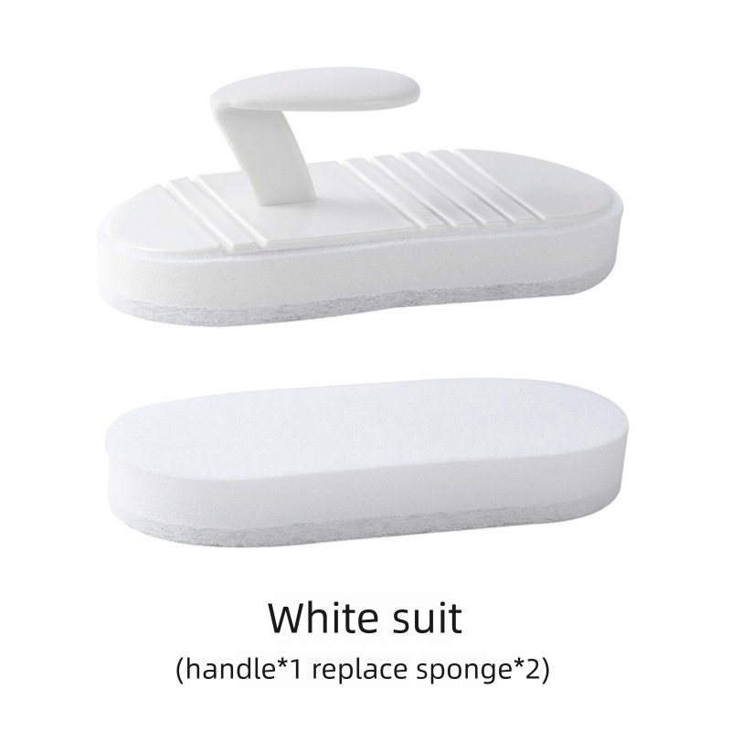 Flexible Bathroom Cleaning Brush with Replaceable Sponge Pads - Handheld