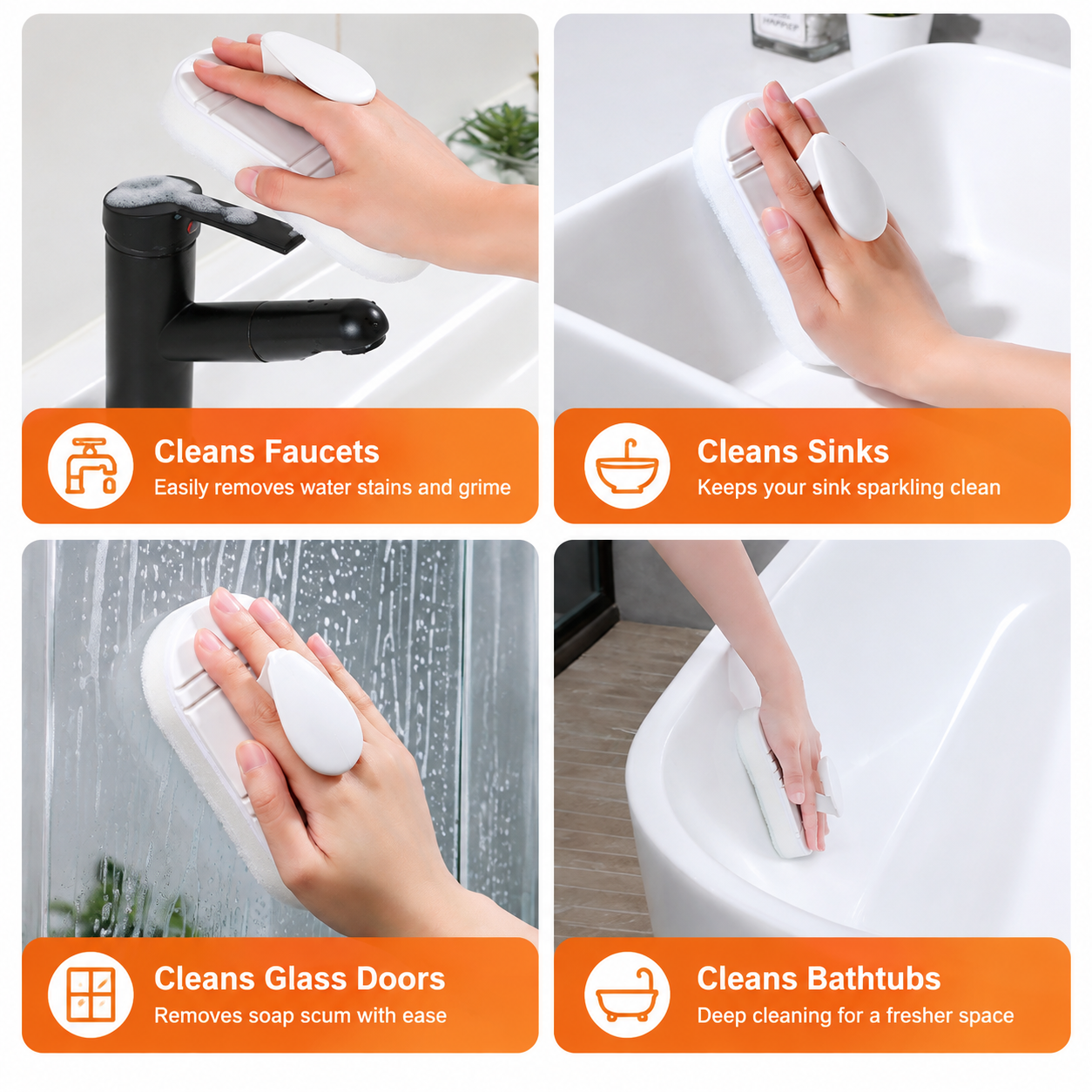 Flexible Bathroom Cleaning Brush with Replaceable Sponge Pads - Handheld view 7