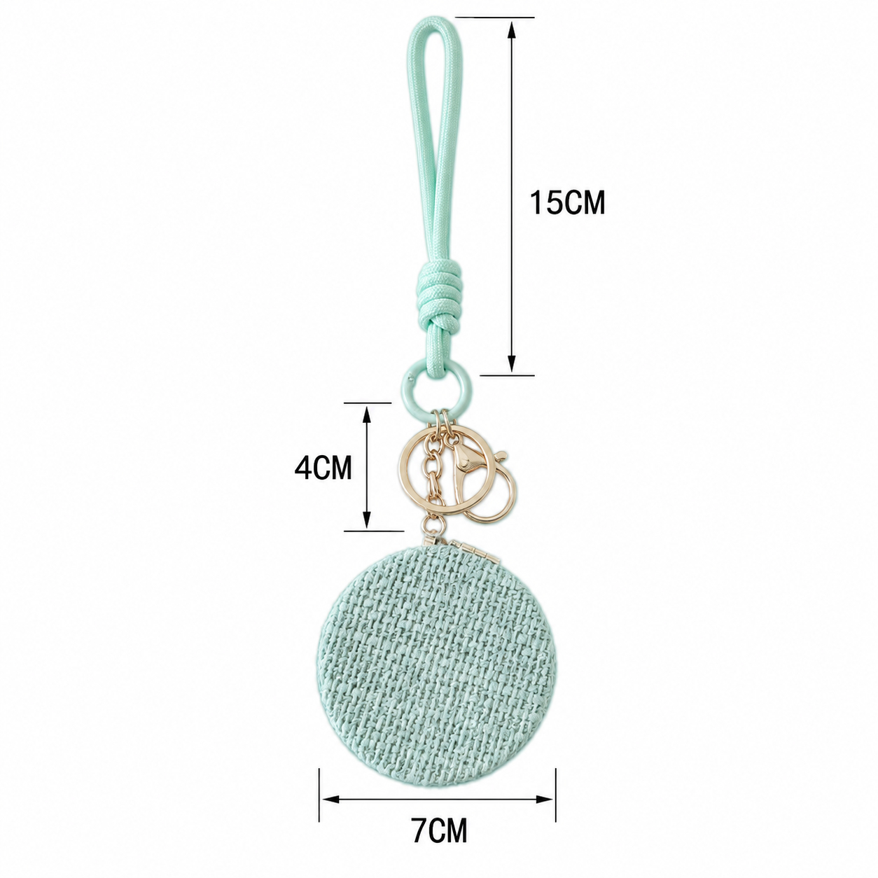 Pink Portable Double Sided Compact Mirror Keychain - 7 cm Round Folding Pocket view 4