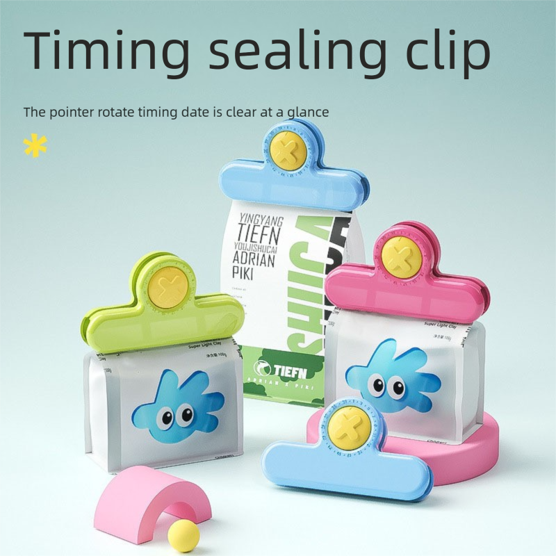 Green Timing Sealing Clip with Magnetic Date Tracker - 5 Pack Kitchen Snack view 2
