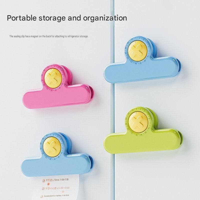Rose Red Timing Sealing Clip with Magnetic Date Tracker - 5 Pack Kitchen Snack view 5