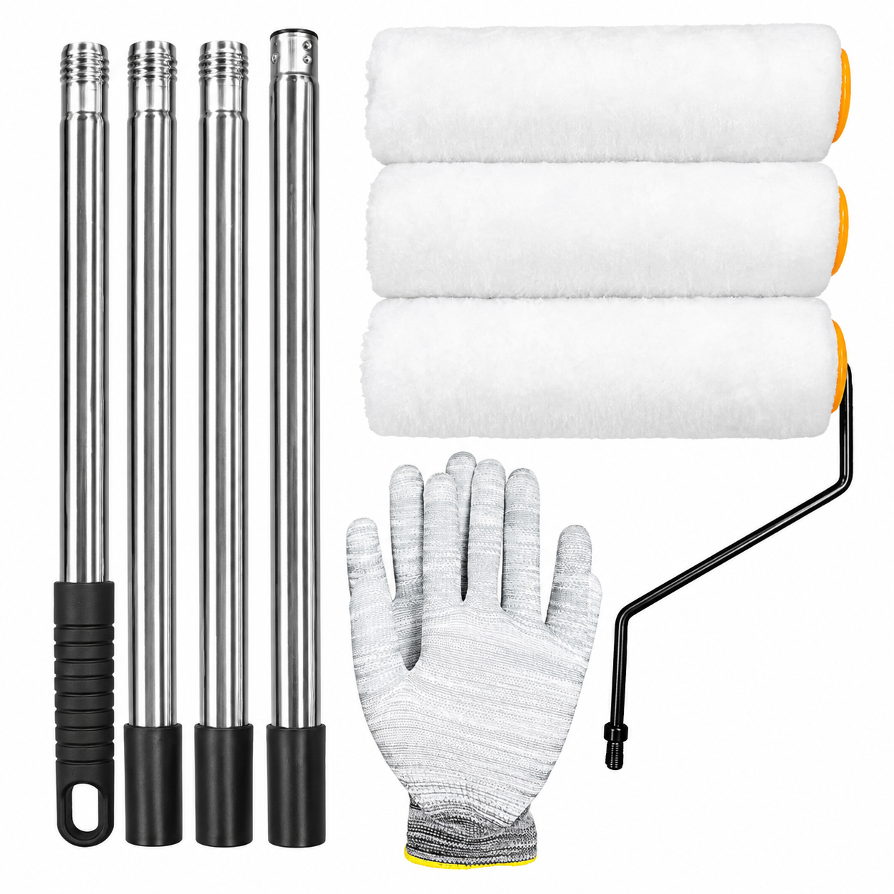 9 Inch Paint Roller Set with 170cm 4 Section Stainless Steel Extension Pole