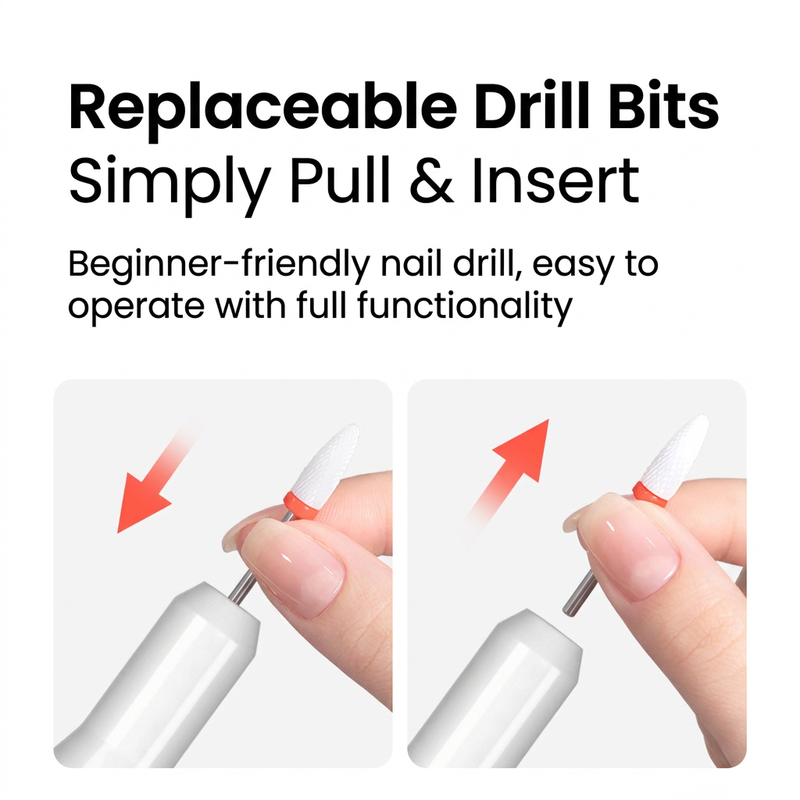 White Basic Electric Nail Drill Machine Nail File Tool with Adjustable Speed view 3