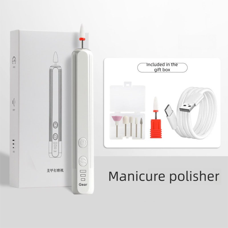 White Portable Electric Nail Drill with LED Light