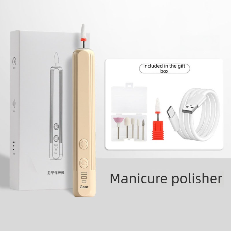Khaki Portable Electric Nail Drill with LED Light