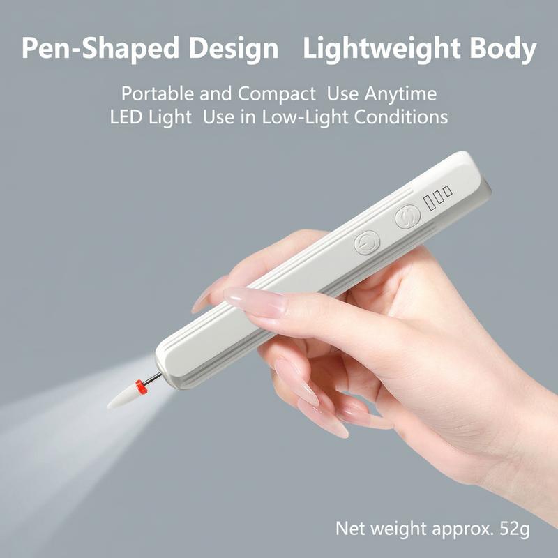 Khaki Portable Electric Nail Drill with LED Light view 5