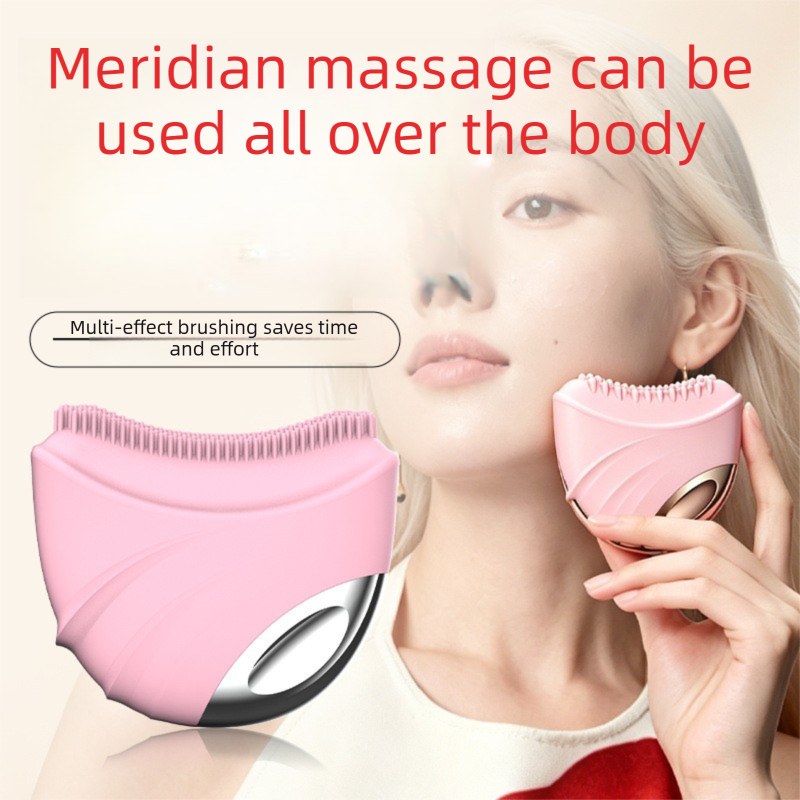 Rechargeable Electric Facial Massage Brush with Gua Sha Contour Head view 3