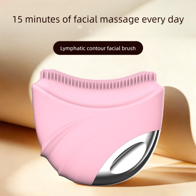 Rechargeable Electric Facial Massage Brush with Gua Sha Contour Head view 4