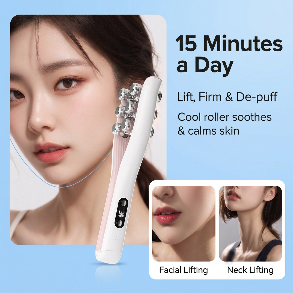 Electric EMS Microcurrent Facial Roller - 3-Level V-Face Contouring Device view 2