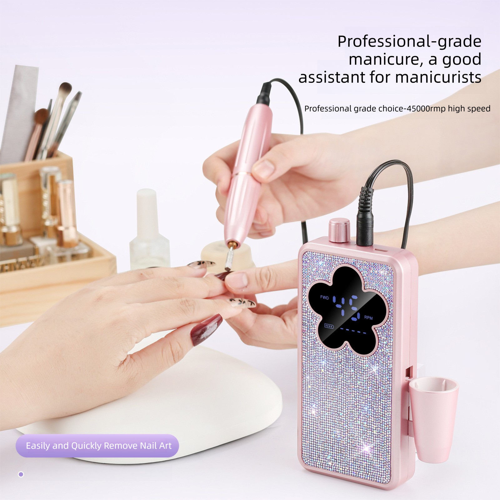 Electric Nail Drill Kit with Diamond Decor Design view 2