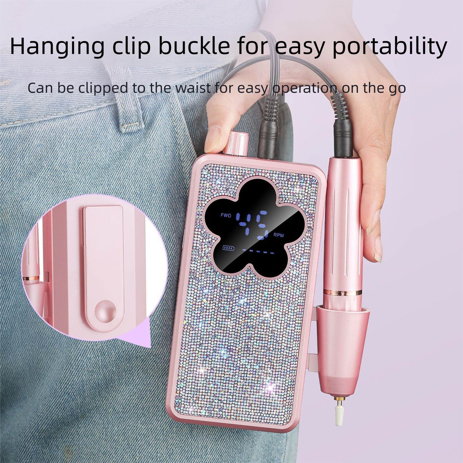 Electric Nail Drill Kit with Diamond Decor Design view 3