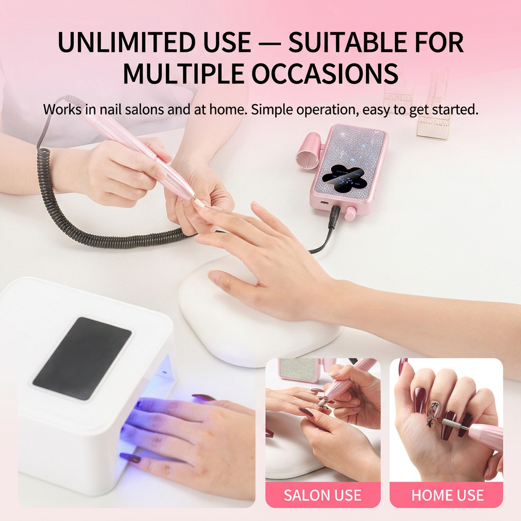 Electric Nail Drill Kit with Diamond Decor Design view 4