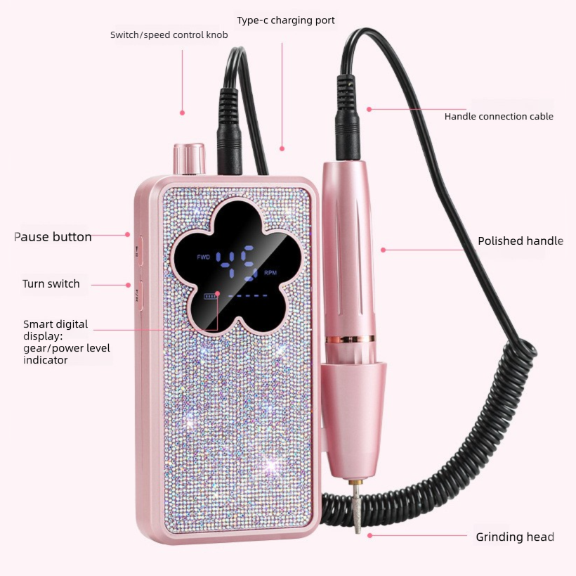 Electric Nail Drill Kit with Diamond Decor Design view 5