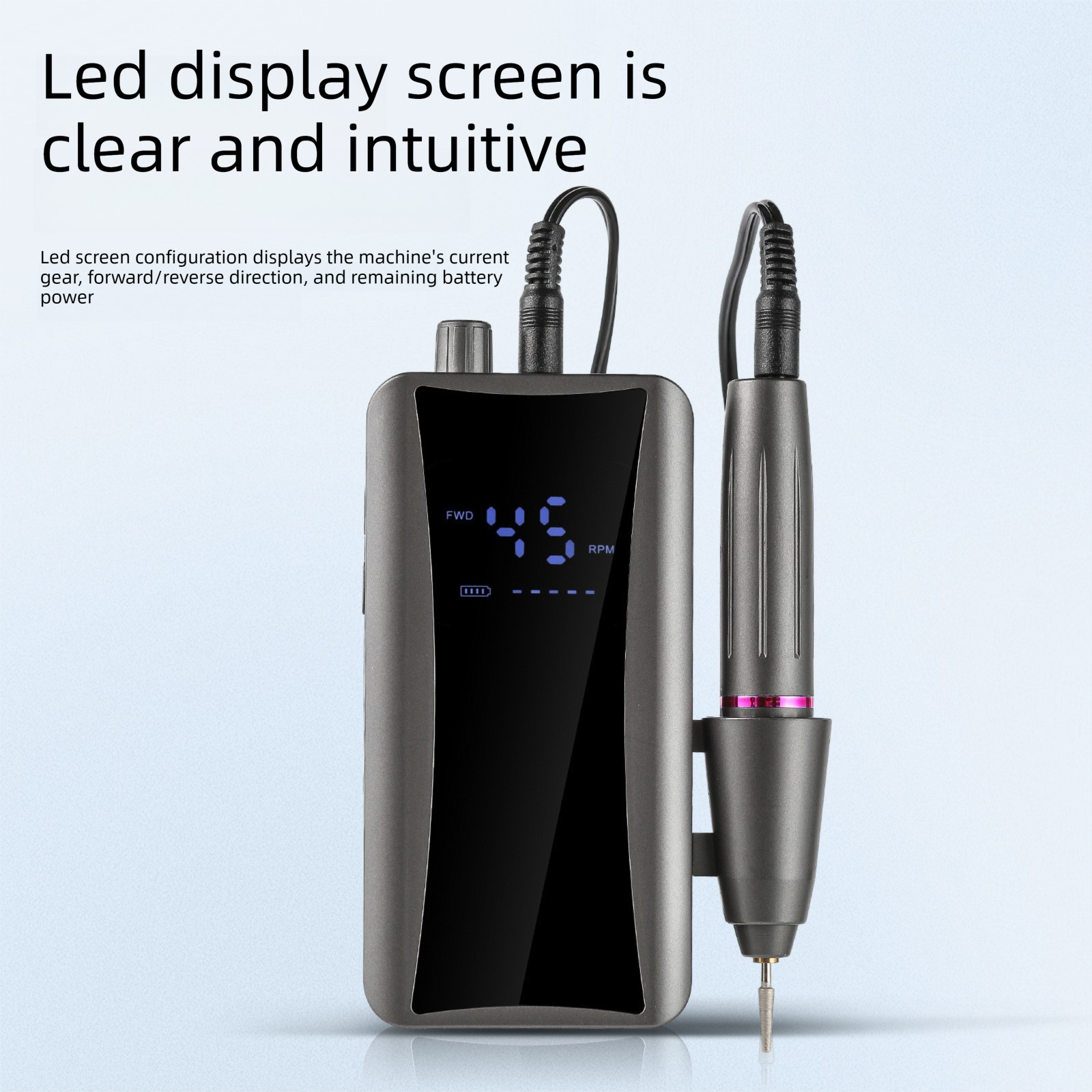 Portable Rechargeable Electric Nail Drill with LCD Display - High-Speed view 3