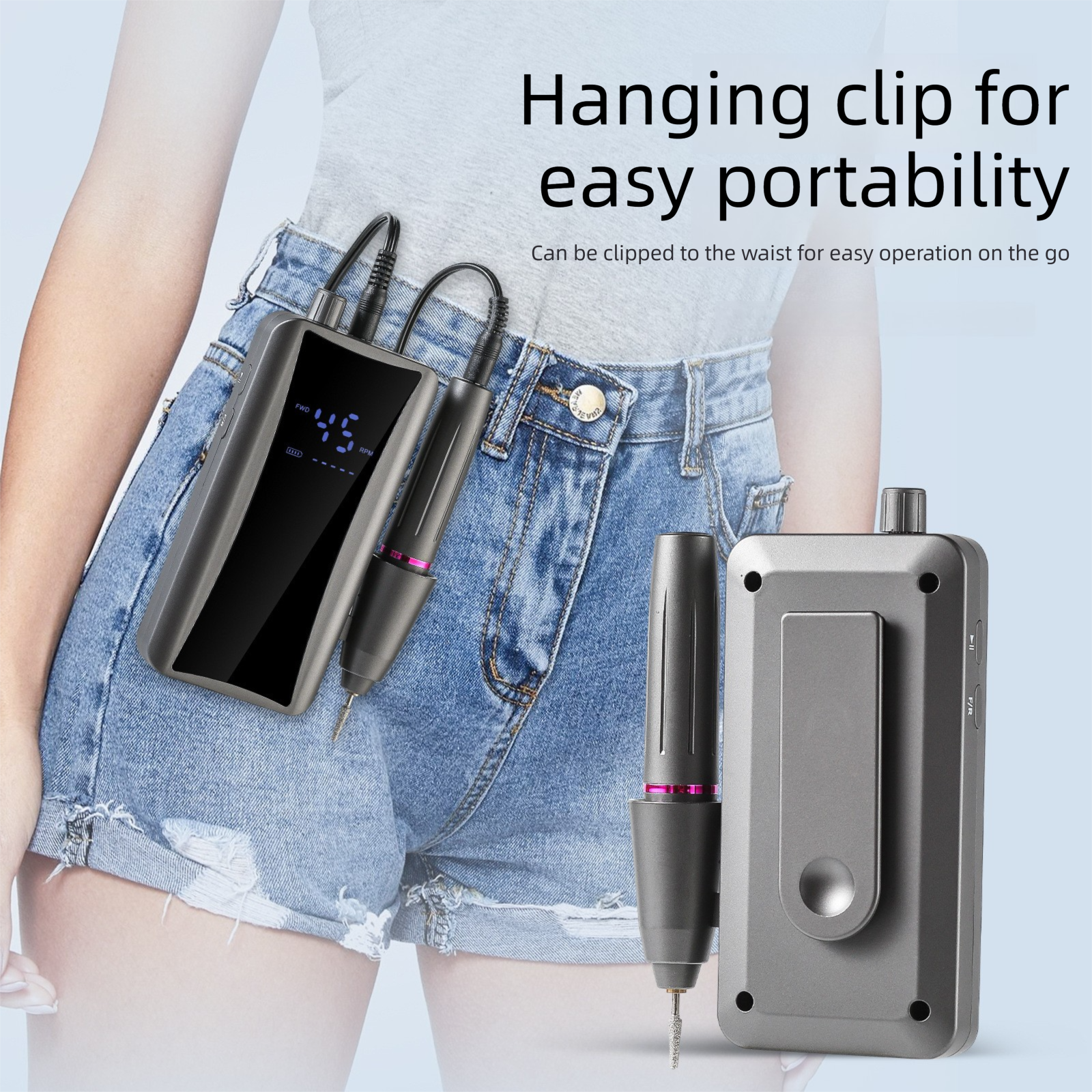 Portable Rechargeable Electric Nail Drill with LCD Display - High-Speed view 4