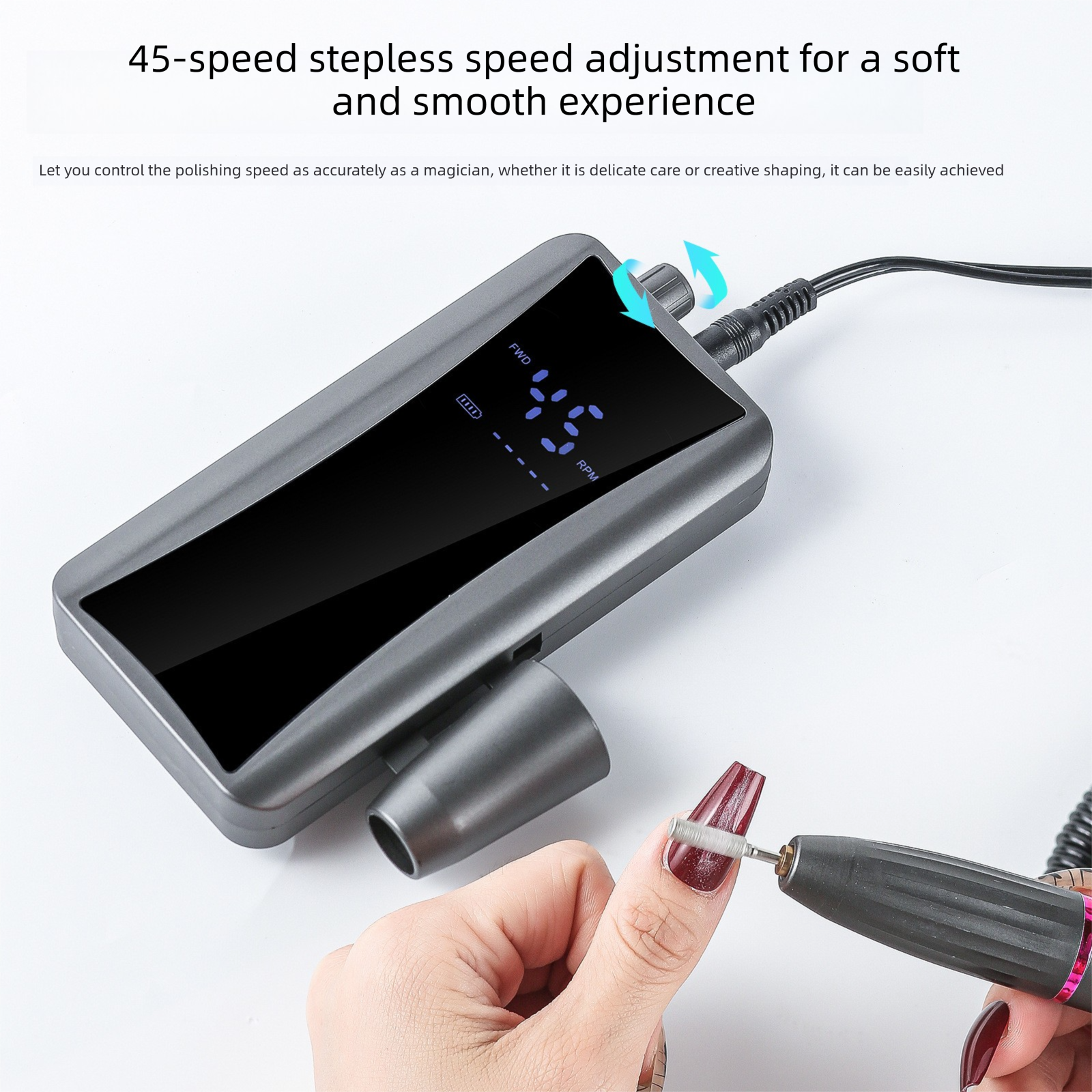Portable Rechargeable Electric Nail Drill with LCD Display - High-Speed view 5