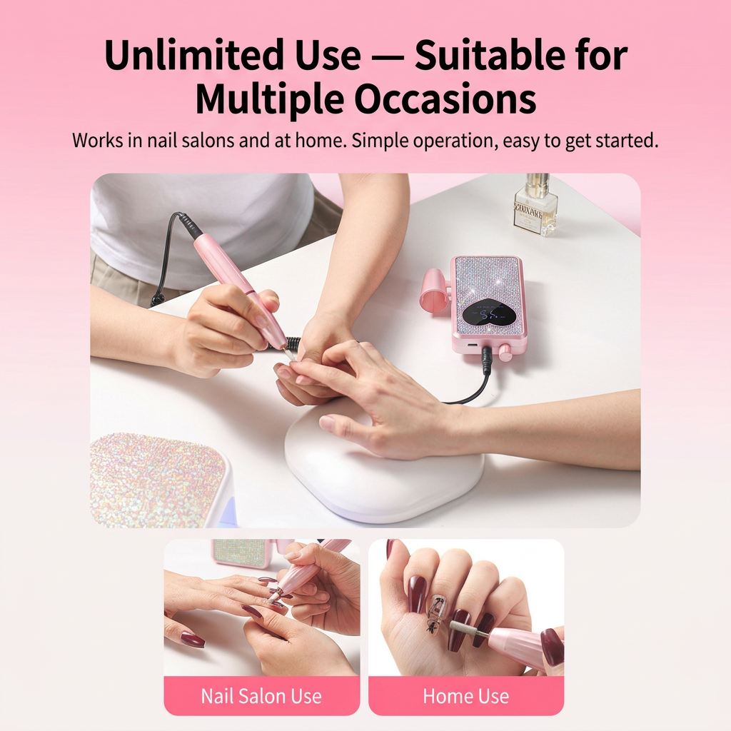 Rhinestone Electric Nail Drill Kit with Heart Display - Rechargeable Nail File view 8