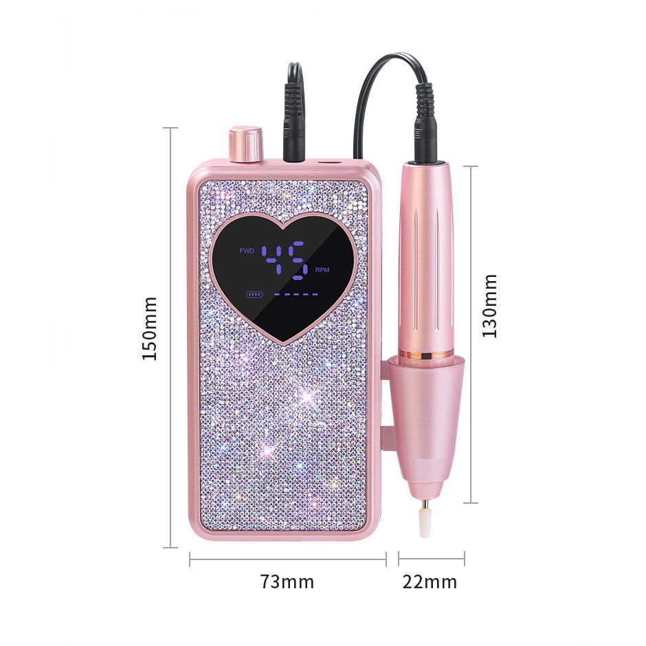 Rhinestone Electric Nail Drill Kit with Heart Display - Rechargeable Nail File view 10