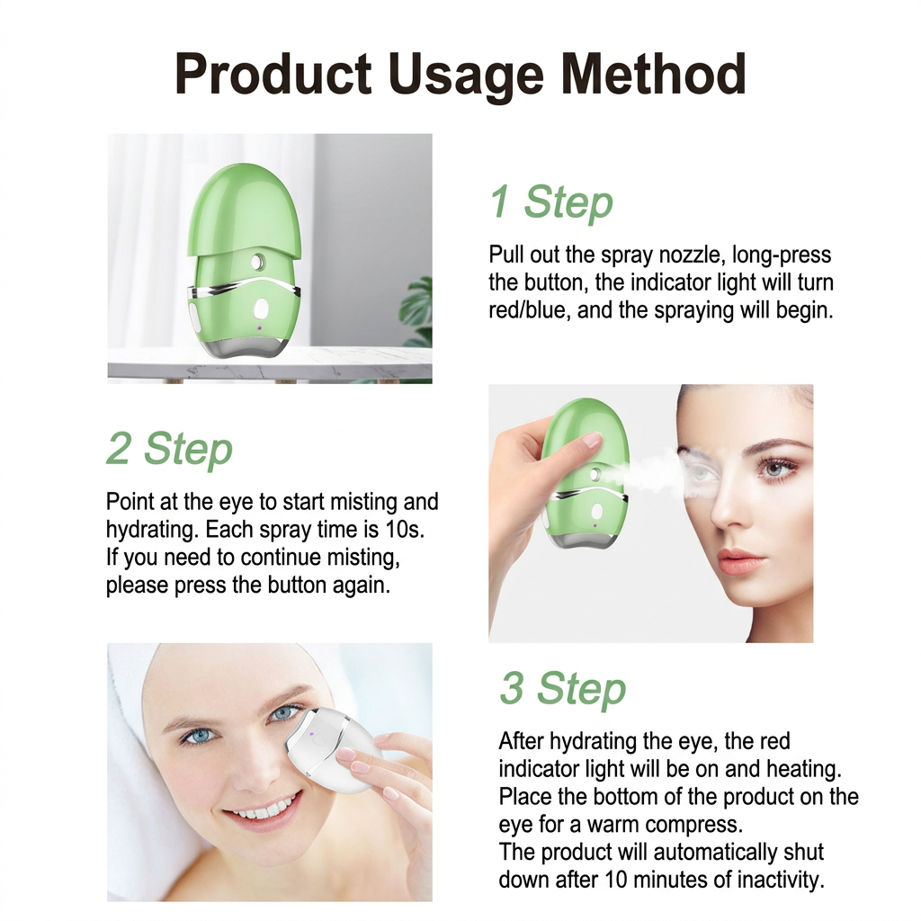 White Portable Eye Mist Spray Device with Warm Compress - Rechargeable Type-C view 6