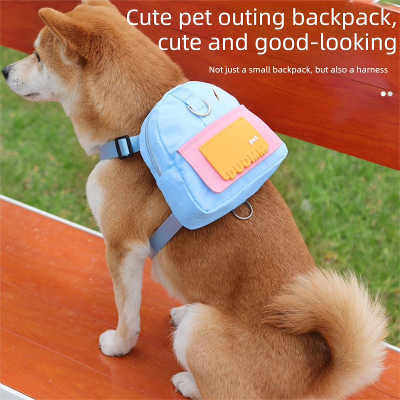 Orange Small and Medium Dog Backpack Harness with Lead (S)- Adjustable Pet view 2