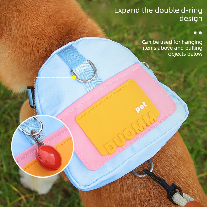 Blue Small and Medium Dog Backpack Harness with Lead (M)- Adjustable Pet view 3
