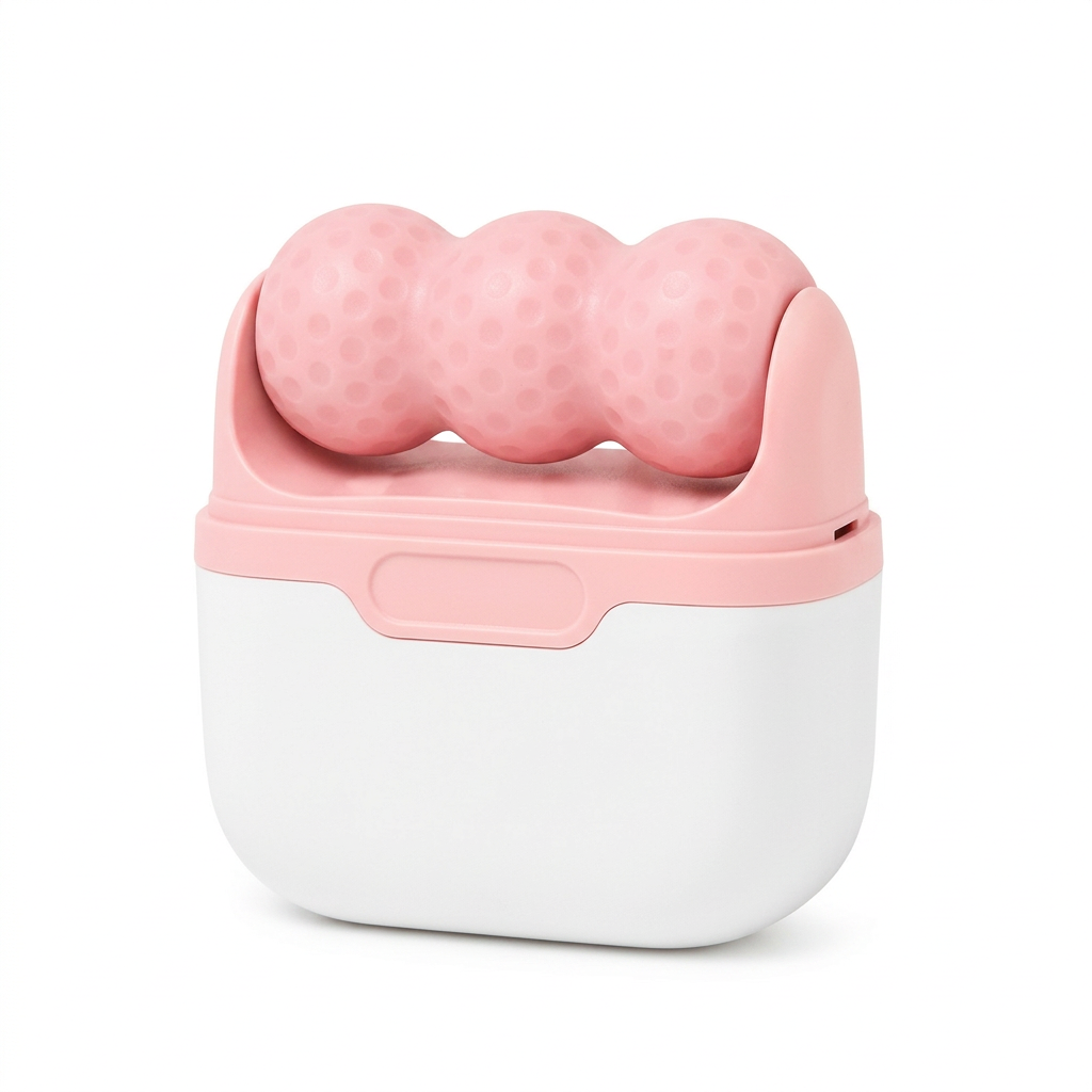 Pink Portable Dual-Head Ice Roller for Face & Body - Cooling Facial Massager