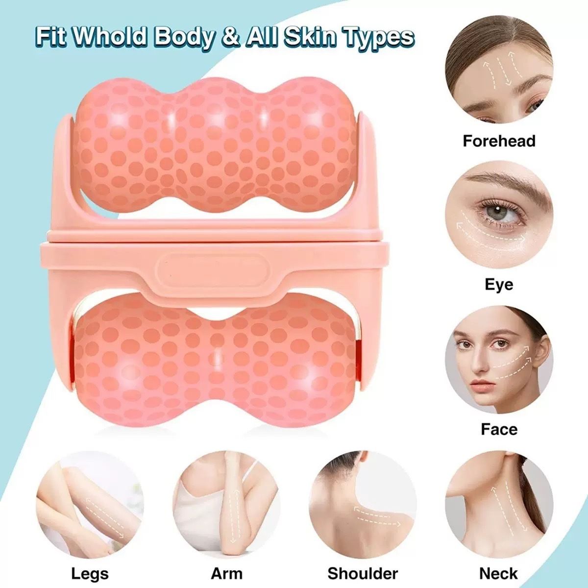 Pink Portable Dual-Head Ice Roller for Face & Body - Cooling Facial Massager view 4