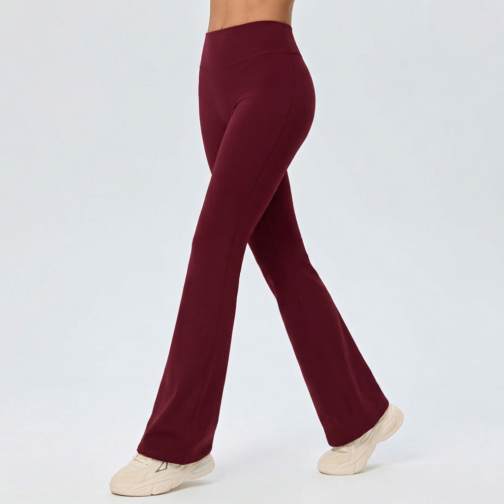 Red Size XL Women's High Waisted Yoga Flare Leggings - V Back Seam Micro Flare view 2