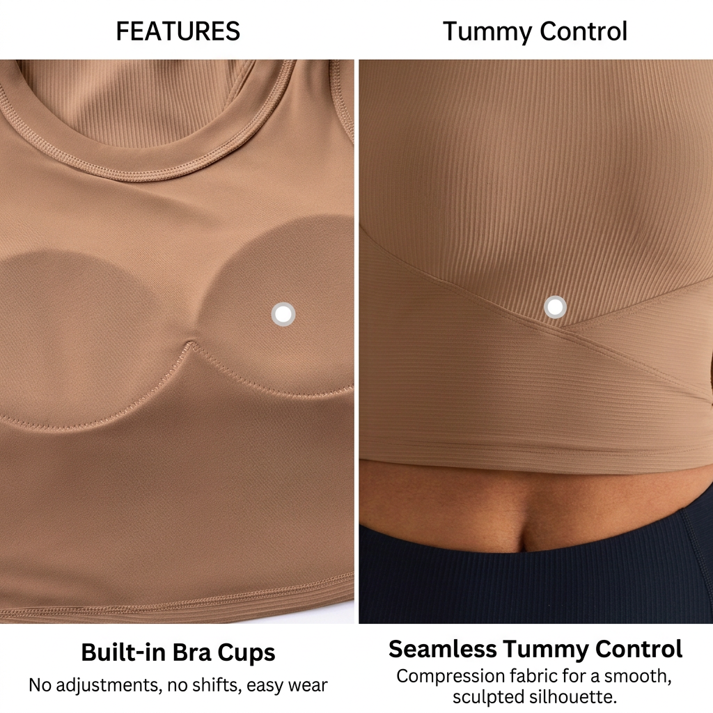 Brown Women’s Ribbed Crop Top with Fixed Bra Cups (L)- Racerback Sleeveless view 4
