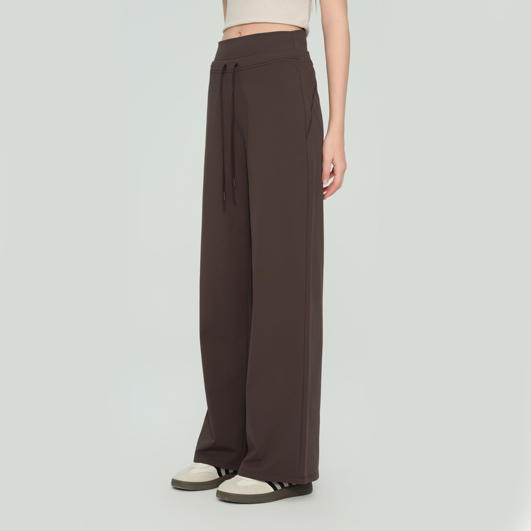 Size XL Brown Women’s High Waisted Straight Leg Lounge Pants - Drawstring