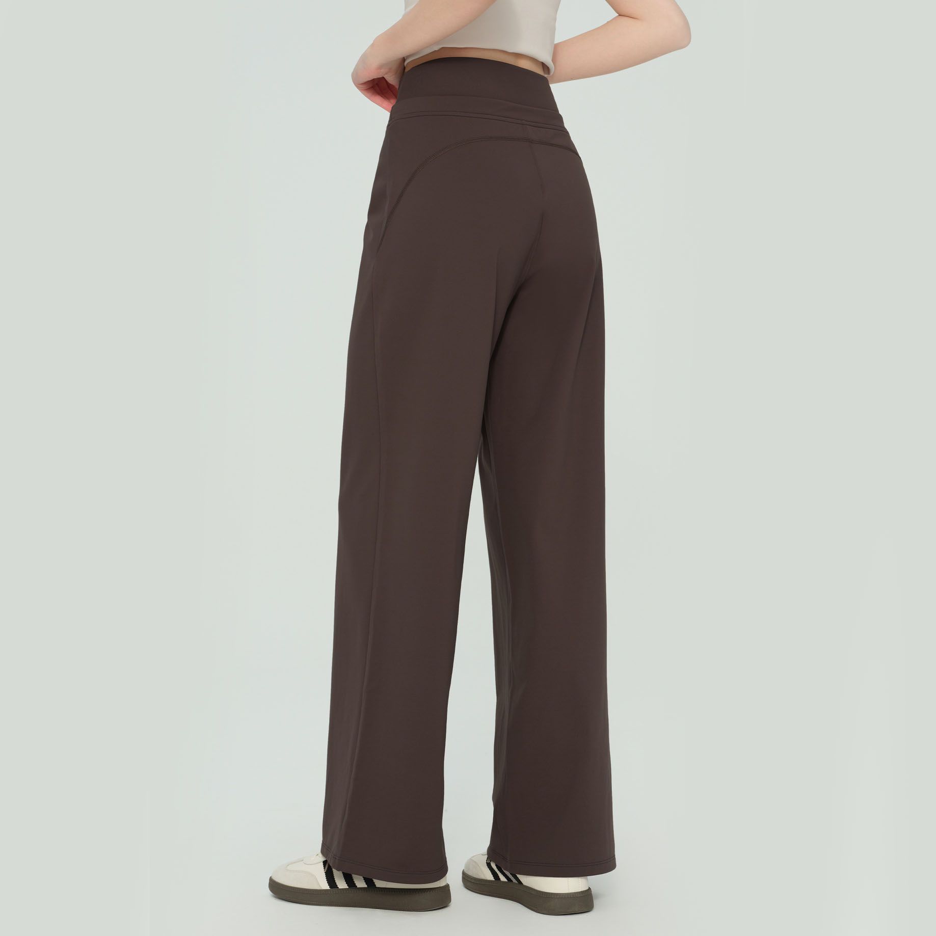 Size XL Brown Women’s High Waisted Straight Leg Lounge Pants - Drawstring view 2