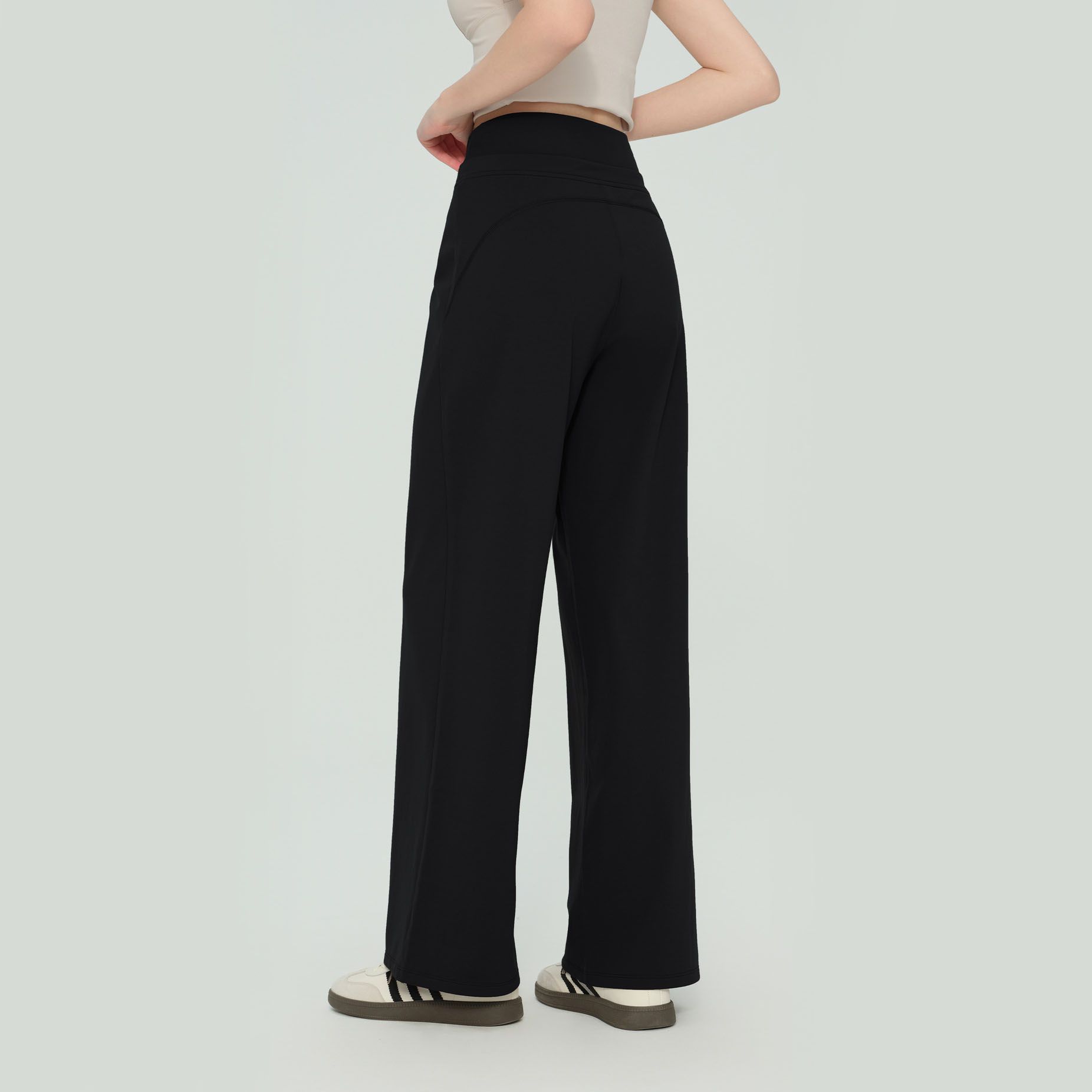 Size S Black Women’s High Waisted Straight Leg Lounge Pants - Drawstring view 3