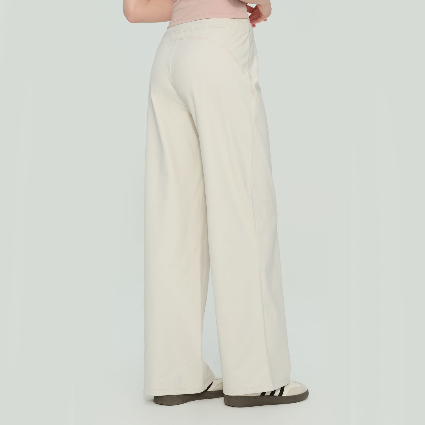 Size XL White Women’s High Waisted Straight Leg Lounge Pants - Drawstring view 3