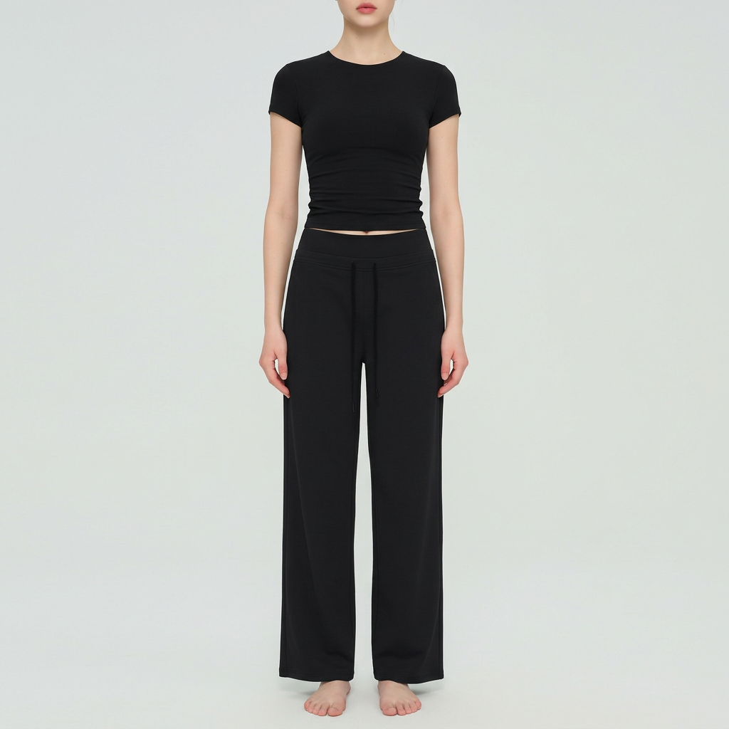 Size S Women’s Two Piece Lounge Set - Short Sleeve Crop Top and High Waisted