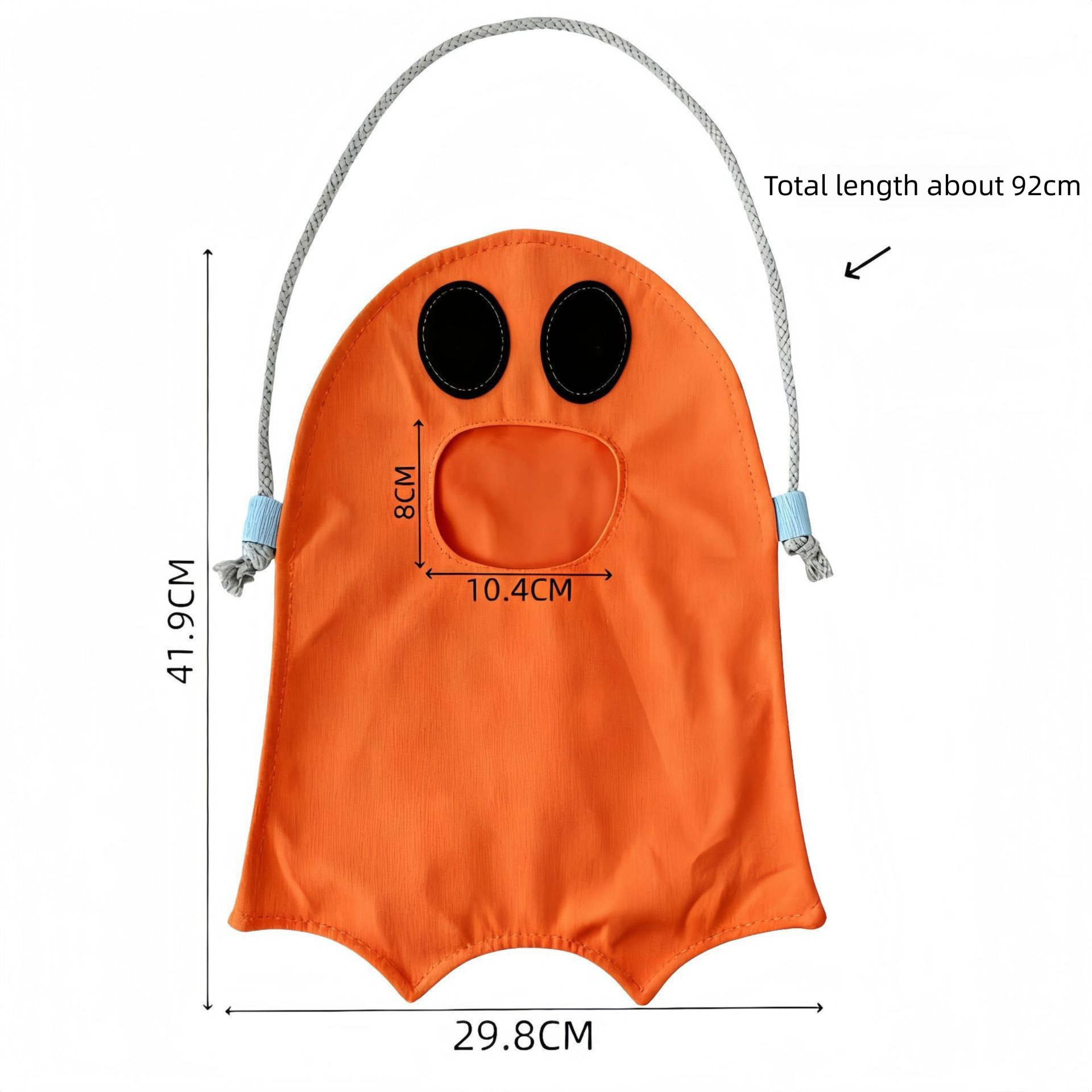 White Halloween Trick or Treat Bag - Ghost Shaped Canvas Crossbody Tote view 6